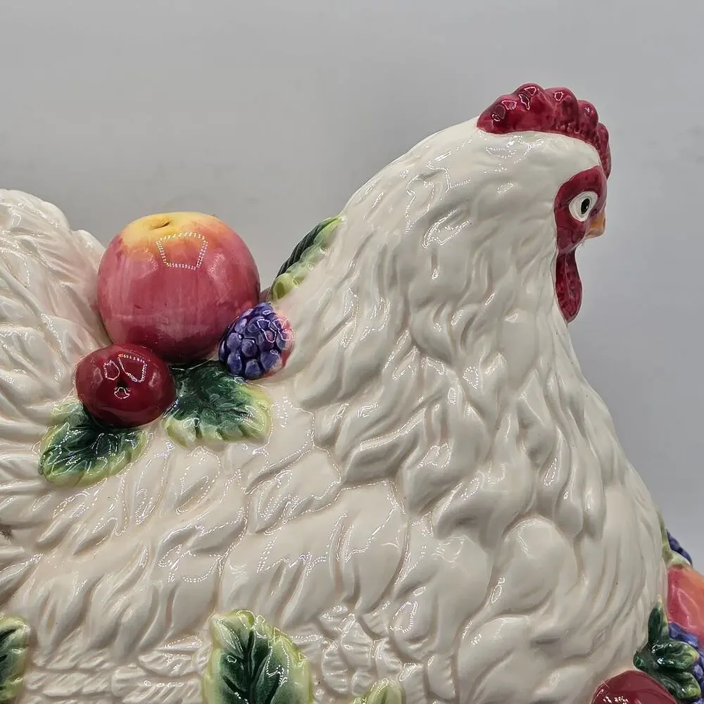Fitz and Floyd Country Gourmet Hen Chicken Cookie Jar VTG AS IS / READ